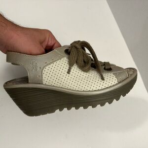 Fly London Yuta Women's Platform Wedge | Open Toe | Lace Up Sandal Size EU 39